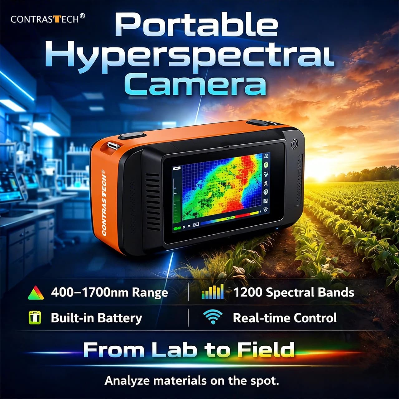 Portable Hyperspectral Camera 1920x1920 1200 Bands 400-1000nm VIS NIR Touchscreen 400-1700nm InGaAs Spectral Analysis action cam