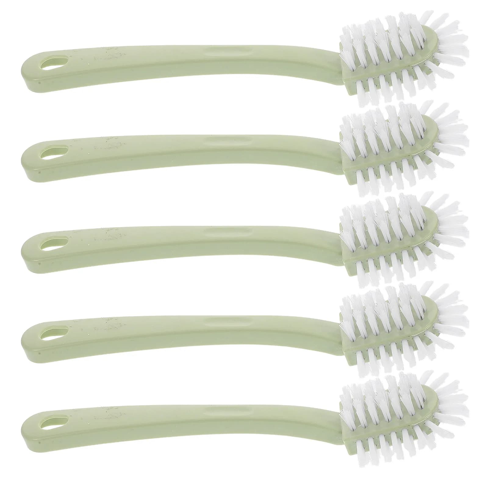 Set di 5 Spazzole per Scarpe a Manico Lungo con Cinque Lati, Setole Morbide, Impugnatura Comoda, Strumento Universale per la Pulizia delle Scarpe