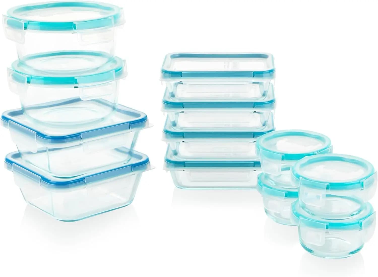 Set di Contenitori in Vetro per Alimenti con Coperchi Ermetici Antiperdita, 24 Pezzi per Preparazione Pasti e Avanzi