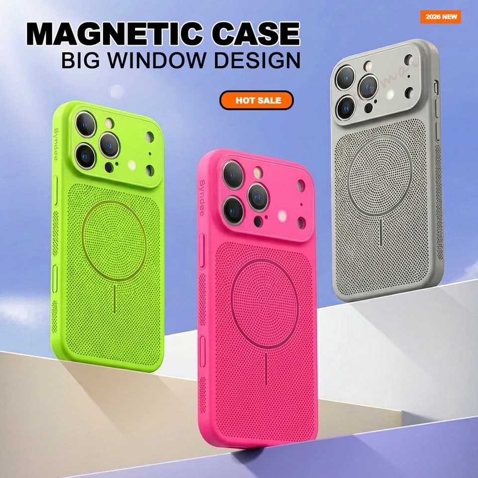 Custodia Magnetica Ufficiale Big Window per iPhone 17 Air 13 12 14 15 16 Pro Max Plus con Dissipazione del Calore e Protezione MagSafe