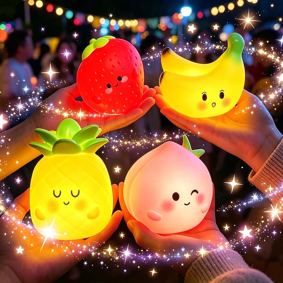 Strawberry Banana Peach Cute Fruit Silicone LED Night Light Bedroom Atmosphere Lamp Soft Glow Desk Lamp Christmas Birthday Gift