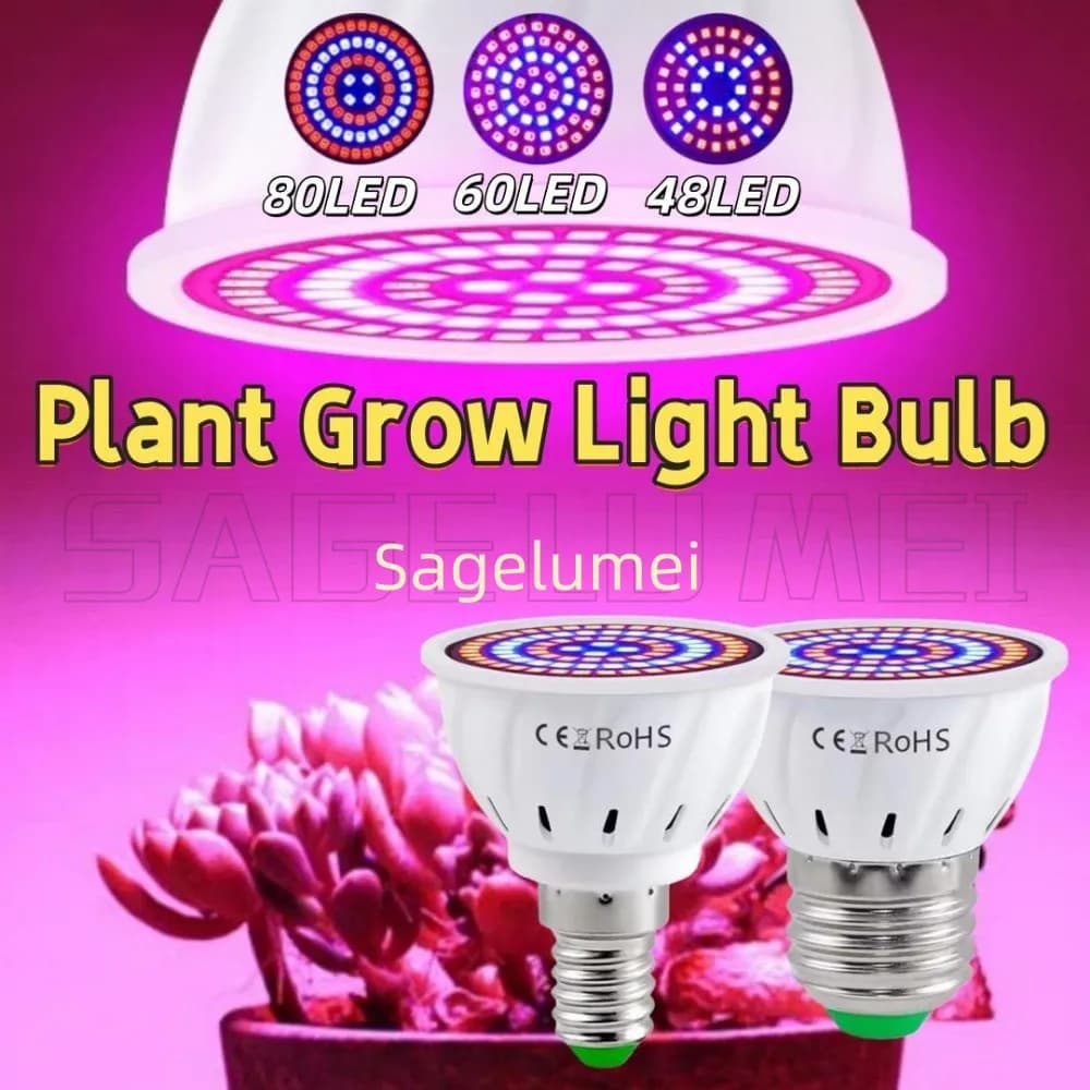 Luci LED E27 per Coltivazione Piante, Spettro Completo, Lampada per Coltivazione Indoor Idroponica di Fiori, Semi e Verdure, Lampadina E14