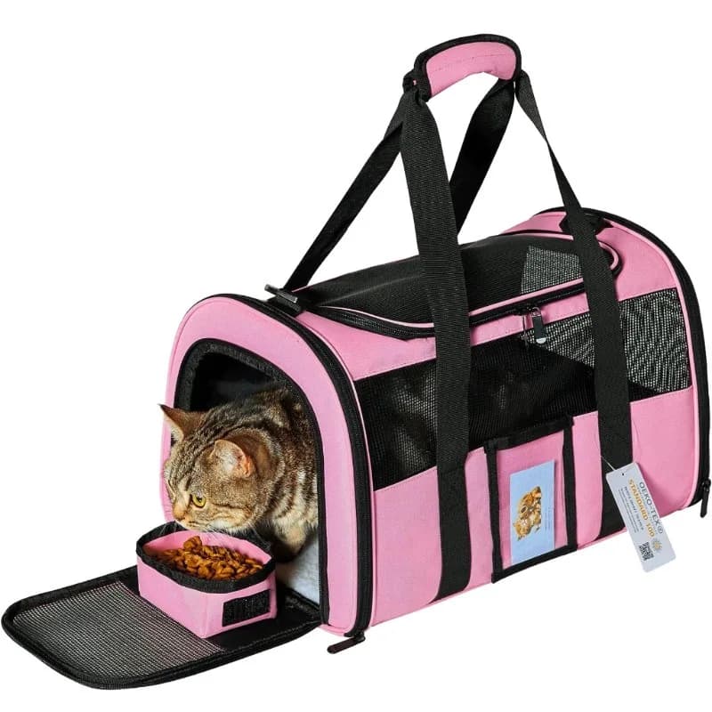 cat cage Foldable Oxford Pet Carrier Bag with Zipper Closure Portable Solid Pattern Handheld Dog & Cat Travel Crate for Small Pe