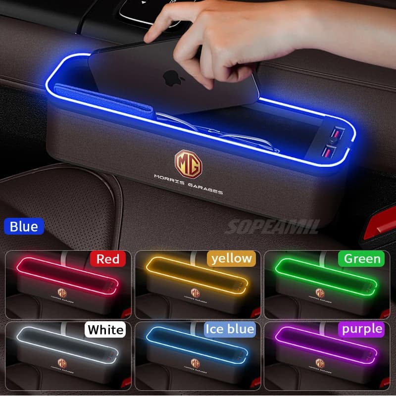 Car Seat Storage Box USB Charging Slot Seats Gap Slot Atmospheric Lamp For MG ZS HS ES5 MG4 Electric MG S5 EV ONE EZS MG3 MG6 MG7