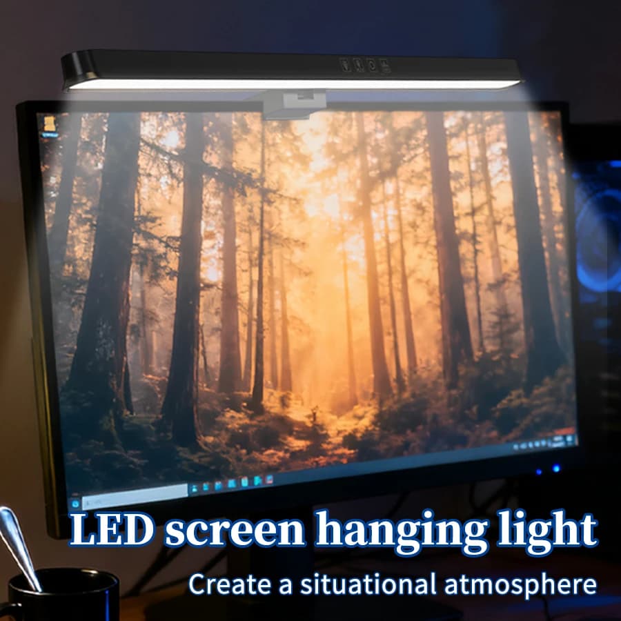 36cm 51cm LED Screen PC Computer Monitor Strip Light Portable Screen Suspension Lamp Continuous Dimming Office Studio Monitor Reading Light