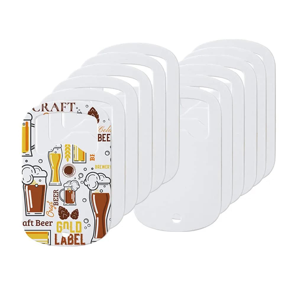 10 pz/set apribottiglie per sublimazione apribottiglie per birra in bianco in acciaio inossidabile regali cucina ristorante bar strumento apribottiglie