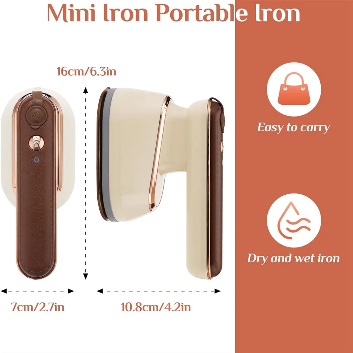 Ferro da stiro a vapore portatile A91P per vestiti, supporto per stirare a secco e a umido, mini ferro da stiro a vapore portatile da 800 W, spina europea da viaggio