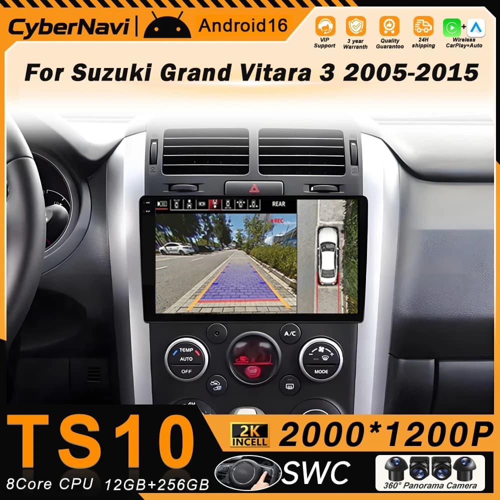 Android per Suzuki Grand Vitara 3 2005 - 2015 Autoradio Lettore Multimediale Navigazione 4G Carplay GPS Auto Sistemi Intelligenti WIFI