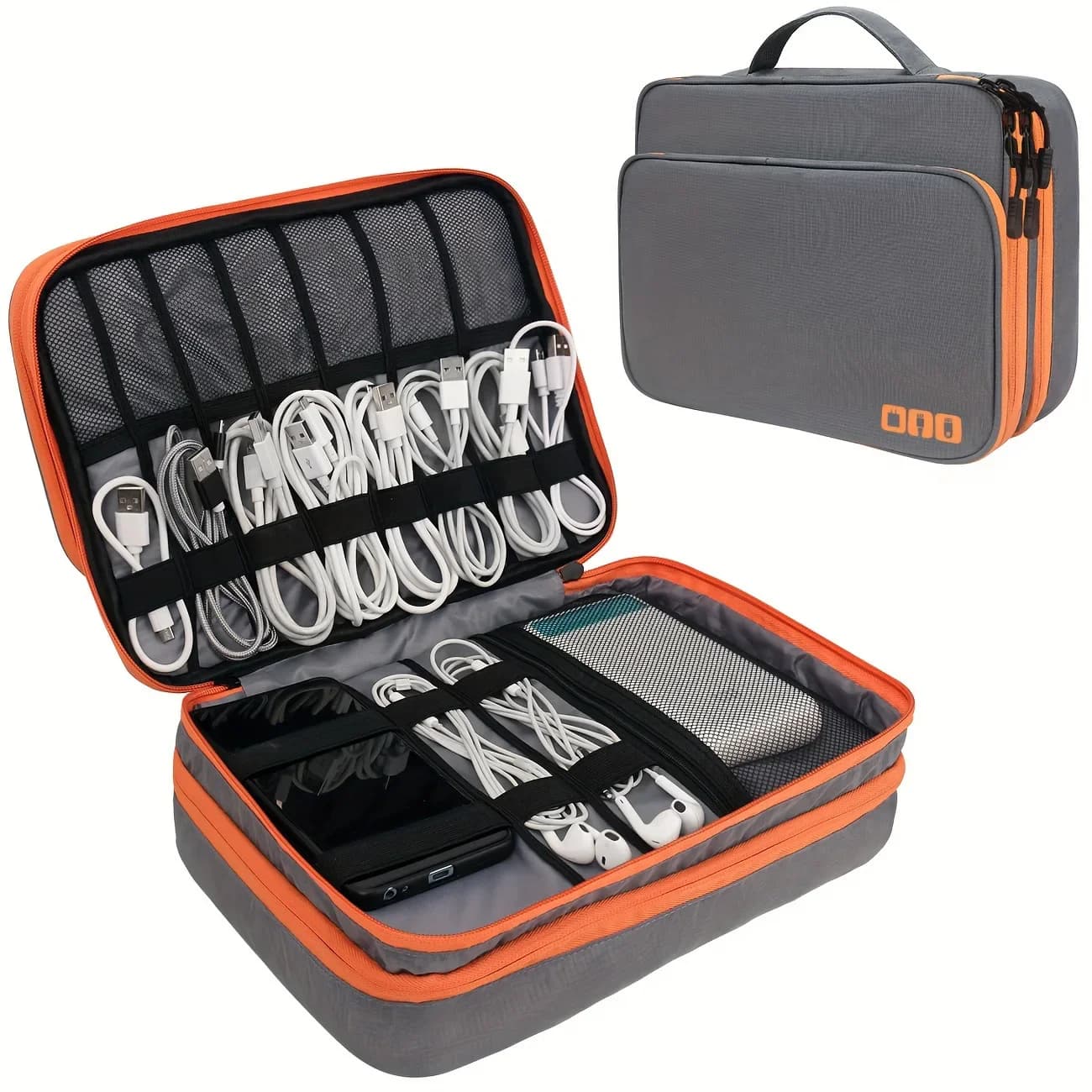 Borsa Organizer Portatile Impermeabile Multistrato per Cavi, Custodia da Viaggio per Elettronica Digitale, per Cavi USB, Caricabatterie, Accessori
