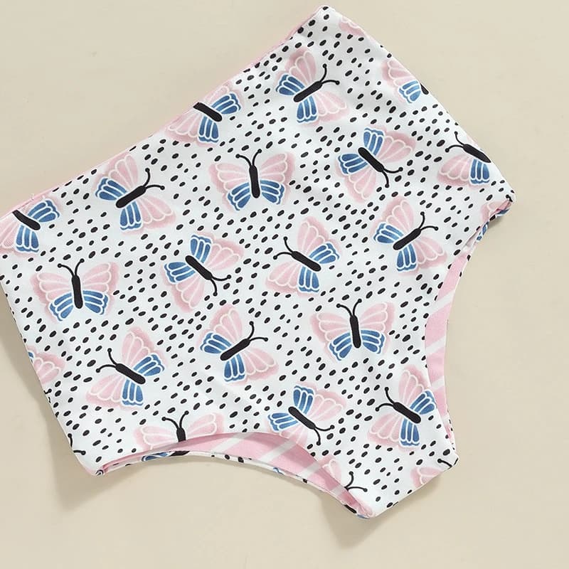 Costume da bagno da bambina con maniche a volant e stampa di unicorno, sirena, fenicottero, con cuffia da bagno abbinata - Adorabile abbigliamento da spiaggia