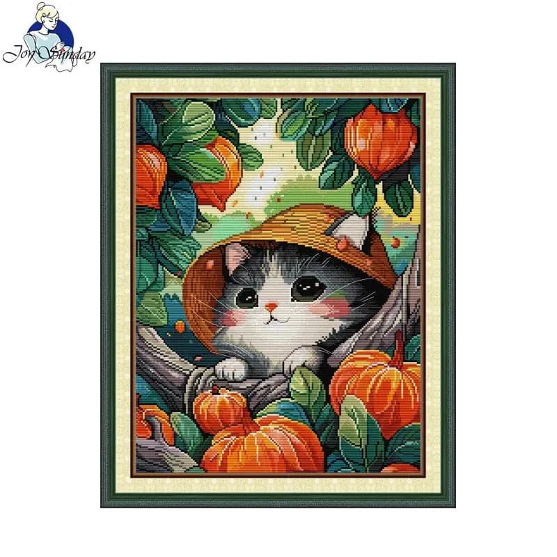 Cross Stitch Kit Joy Sunday Kittens HD Pattern Printed Counted Fabric Aida 16/14/11CT DIY Embroidery Kit Art Crafts Home Decor