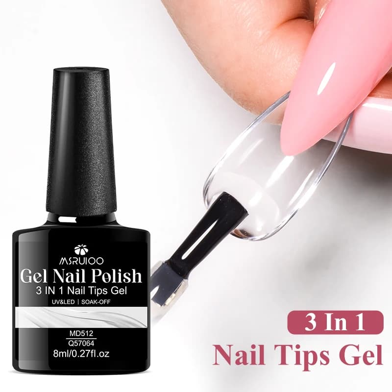 Colla per Unghie Trasparente 3 in 1 e Base Coat - Gel Multifunzionale per Unghie Finte, Accessori per Unghie a Rapida Asciugatura