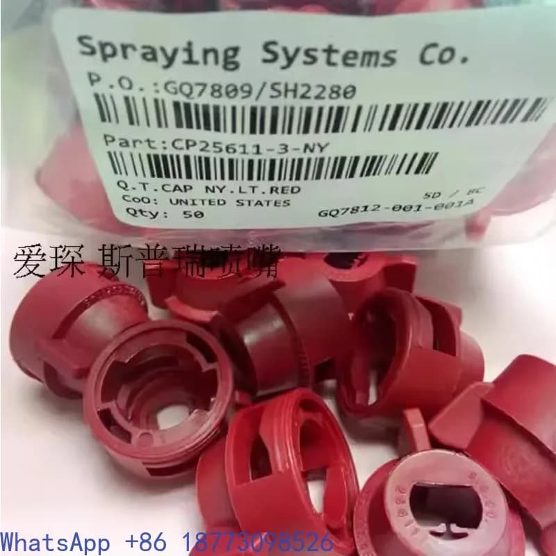 Sistemi di spruzzatura Tappo ugello spruzzo CP25611-3-NY Testina spray a forma di ventaglio Rosso