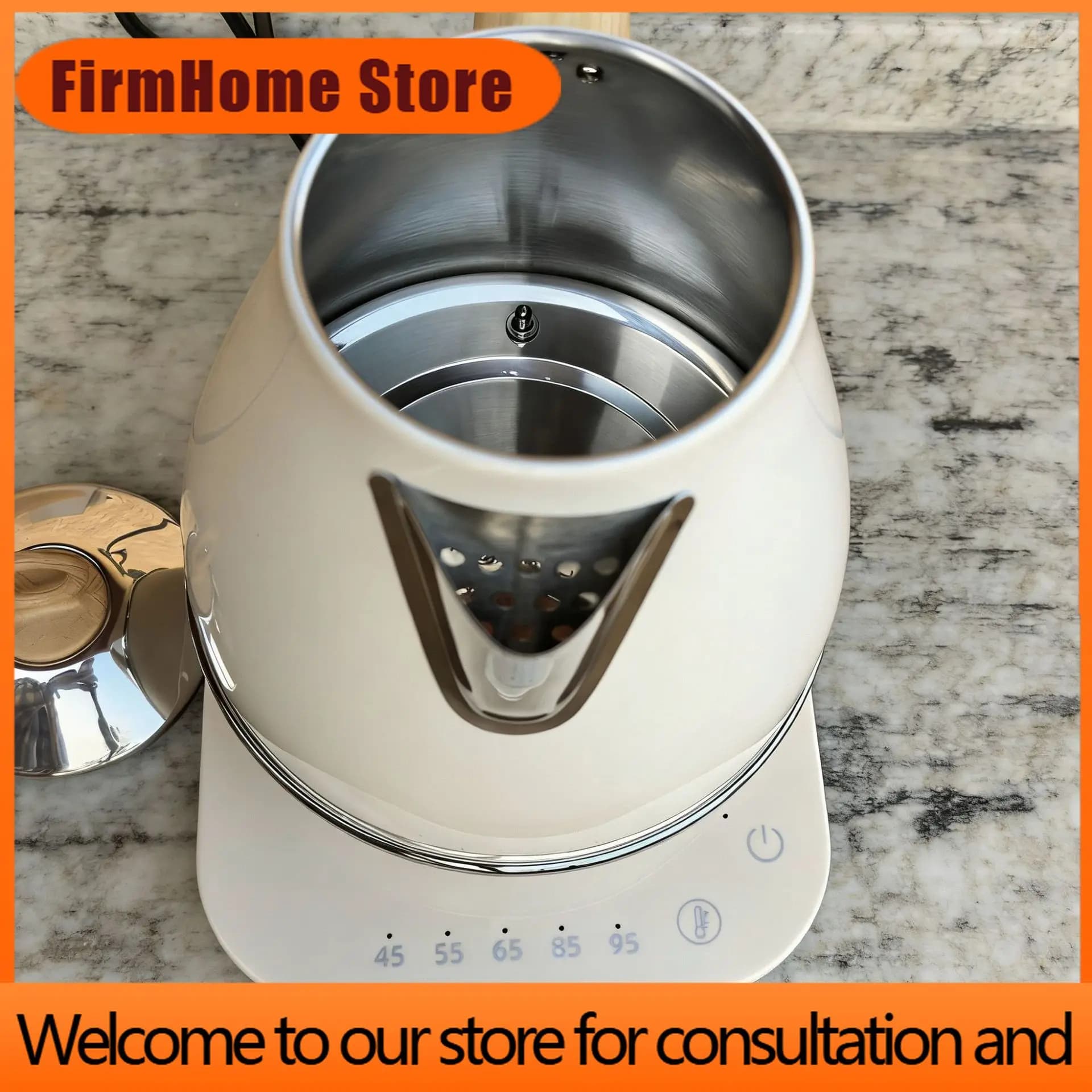 FirmHome Store1.7L Home Retro Electric Kettle 304 Stainless Steel Boiling Water Kettle Temperature Control Teapot Automatic Keep