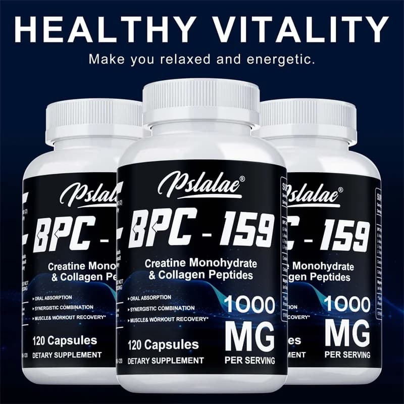 BPC-159, with peptides of creatine monohidrati and collagen: supports muscle and athletic recovery and promotes overall well-being