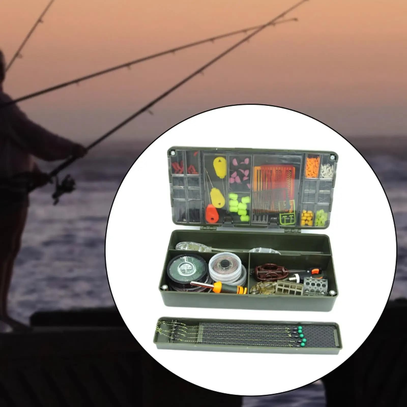 Contenitore Porta Attrezzi da Pesca per Esterni con Scomparti, Organizer per Accessori e Esche da Carpfishing