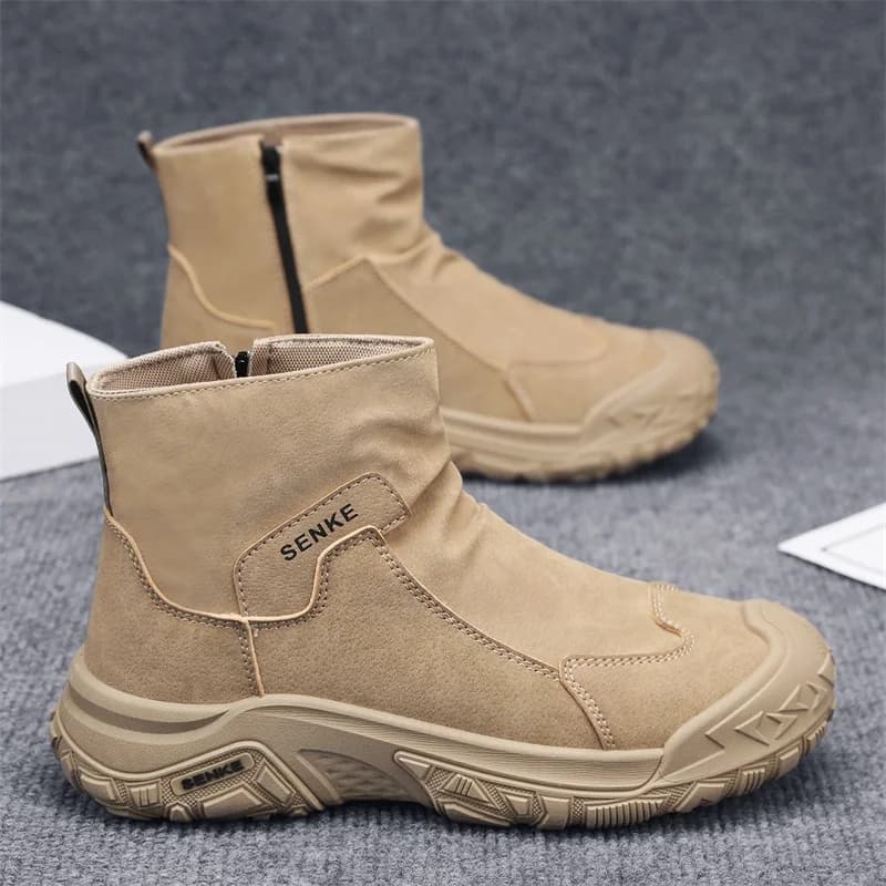 Men's Boots Spring Workwear Waterproof Anti-slip Wear-resistant Height-increasing Mid-calf Work Safety Shoes Sports Th...