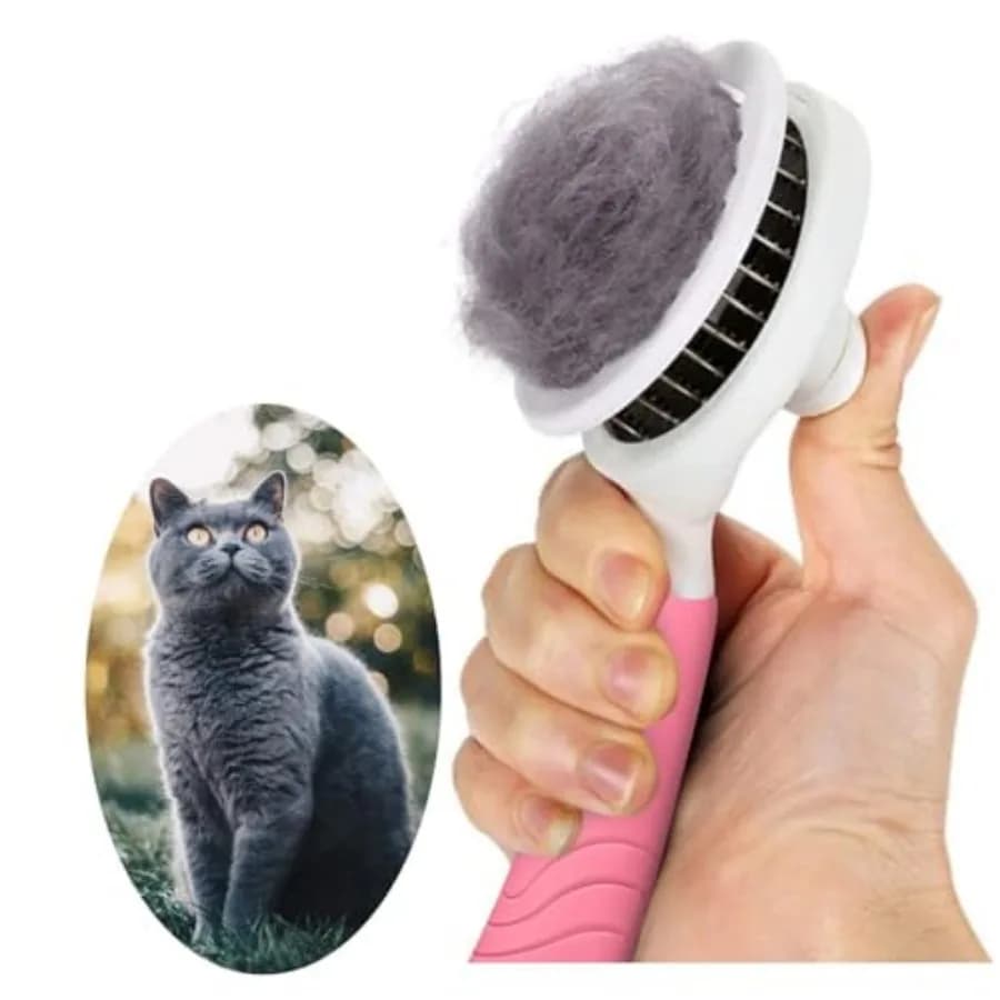 Spazzola Autopulente per Gatti - Strumento Delicato per la Rimozione del Pelo, Massaggiante e per la Toelettatura di Animali Domestici a Pelo Lungo e Corto