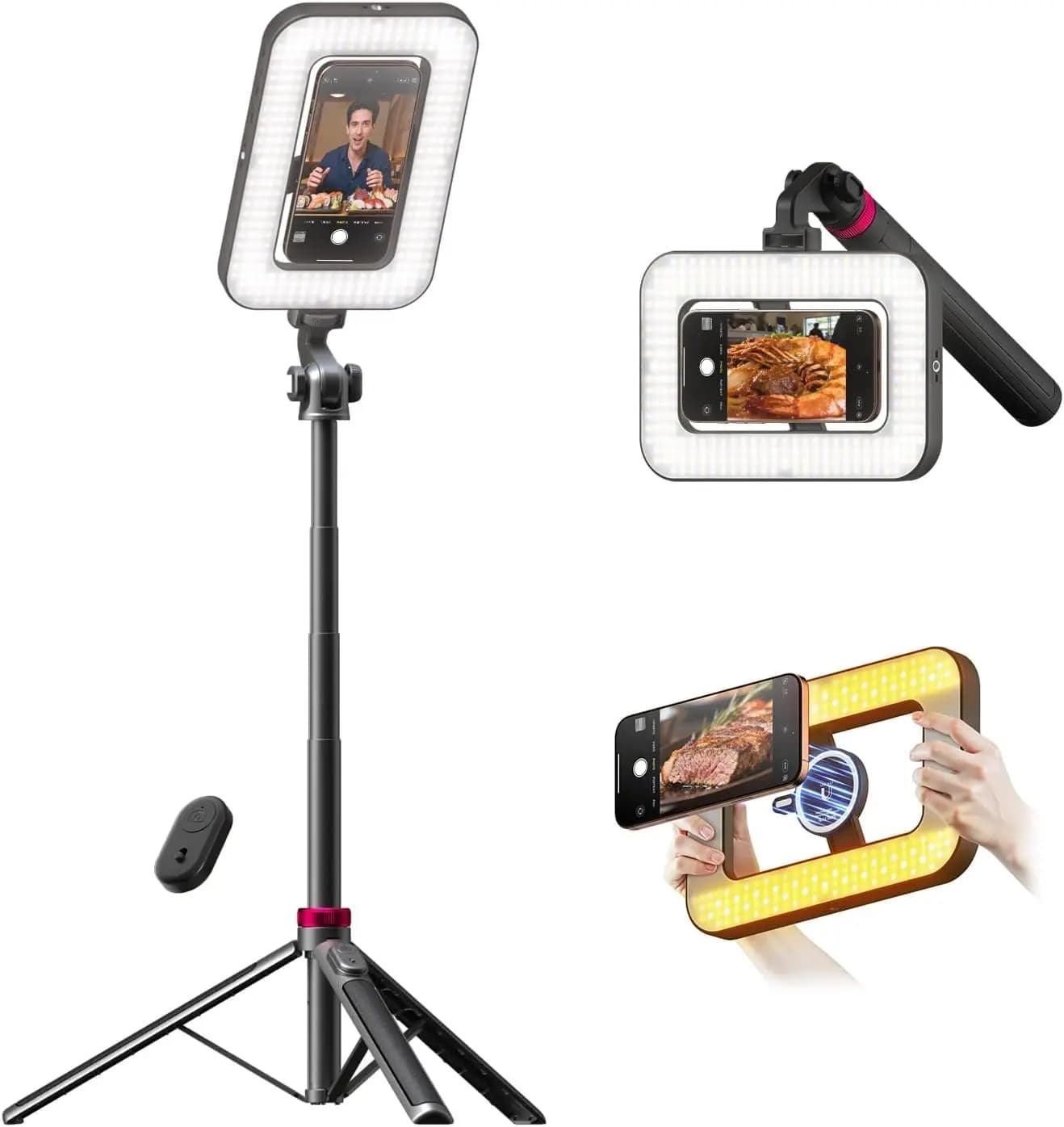 Treppiede portatile con anello luminoso per iPhone, supporto magnetico da 6000 mAh per registrazione video e vlogging