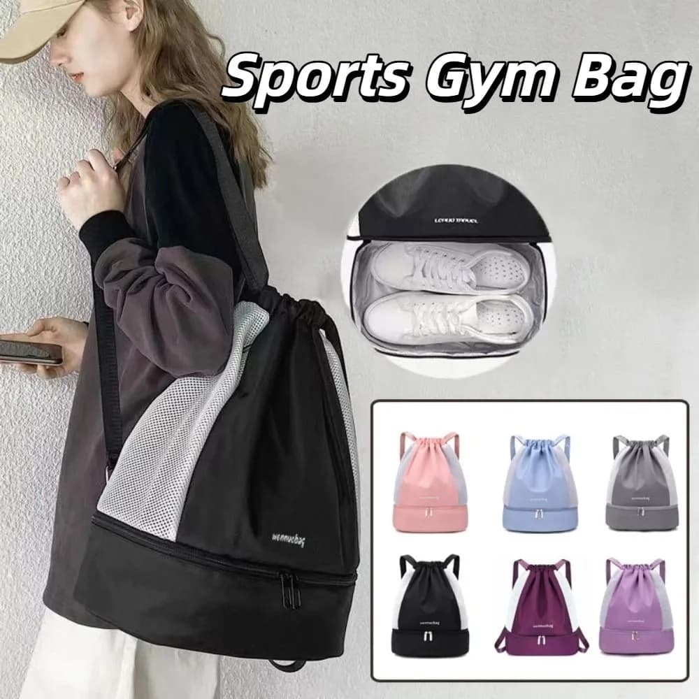 Zaino Oxford alla Moda con Coulisse, Borsa Sportiva Casual con Scomparto per Scarpe, Separazione Asciutto/Bagnato, Borsa Fitness per Uomo