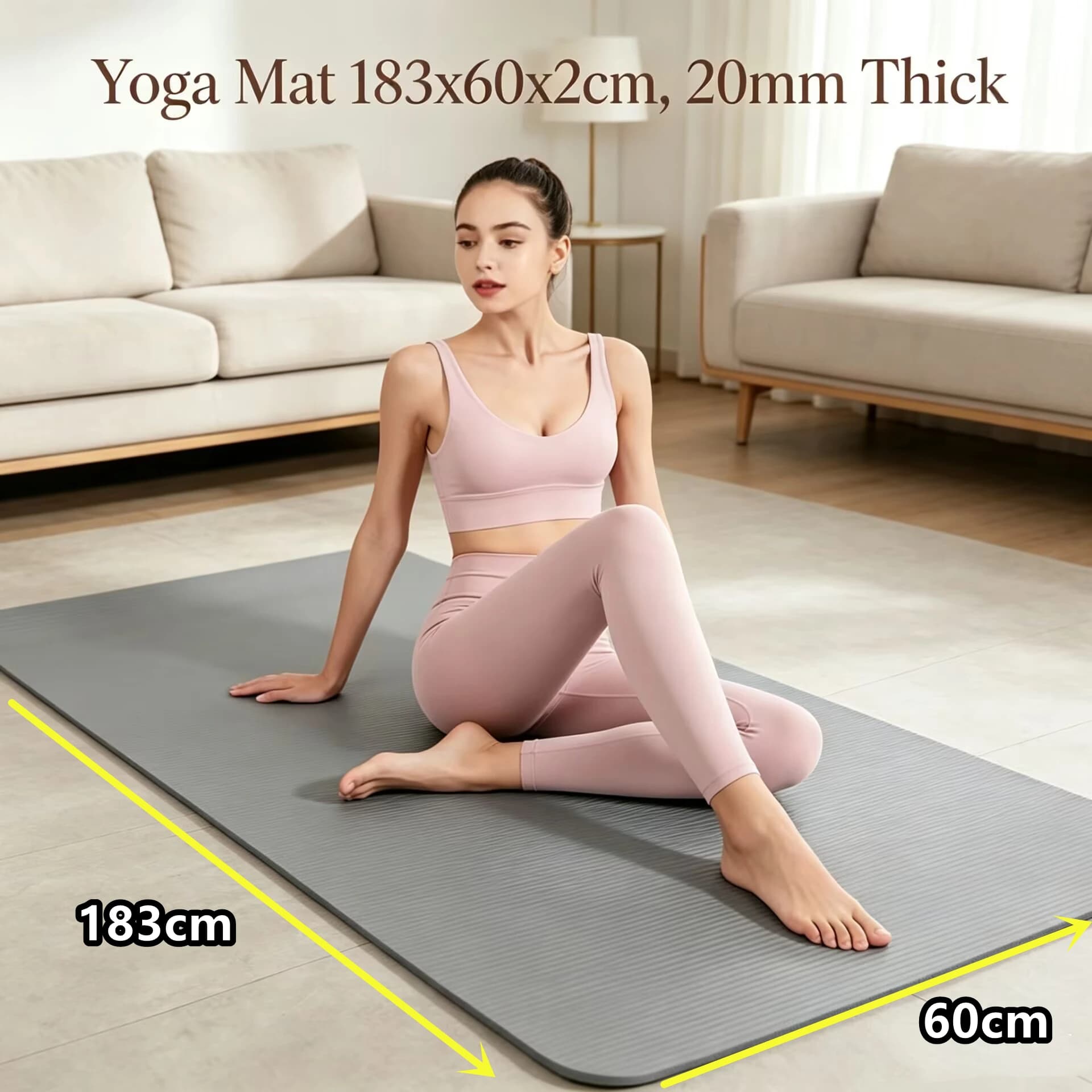 183x60cm Yoga Mats Anti-slip Sport Fitness Mat Thick 20mm Blanket for Exercise Yoga and Pilates Gymnastics Fitness Equipment