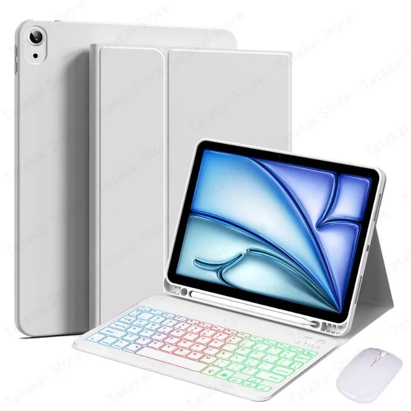 Custodia per Tablet con Tastiera Retroilluminata Rainbow per iPad Air 11 M4 M3 M2 2026/2025/2024, Cover da 11 Pollici con Slot per Apple Pencil e Supporto Integrato