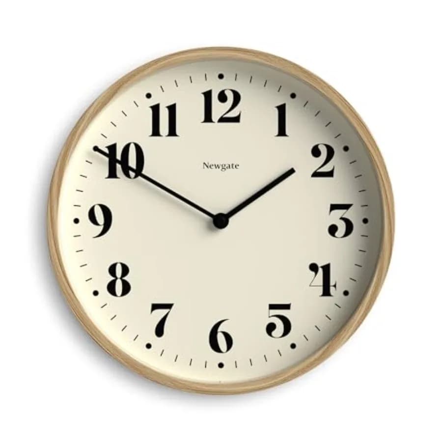 ® Orologio da parete Number Four Theatre, orologio rotondo moderno da 12 pollici, numeri decorativi in finto legno, ideale per cucina, soggiorno o ufficio