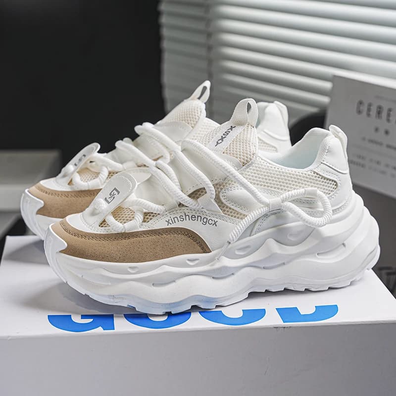 Dynamic Sport Outline Unisex Mesh Running Sneakers Athletic Curved Shape Breathable Mesh Flexible Outsole Daily Training