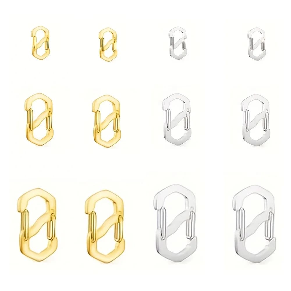 Prolunga per braccialetto a doppio scatto da 12 pezzi, clip per gancio per connettore con chiusura con fibbia per collana, fibbia per estensione gioielli, gancio per creazione di gioielli L