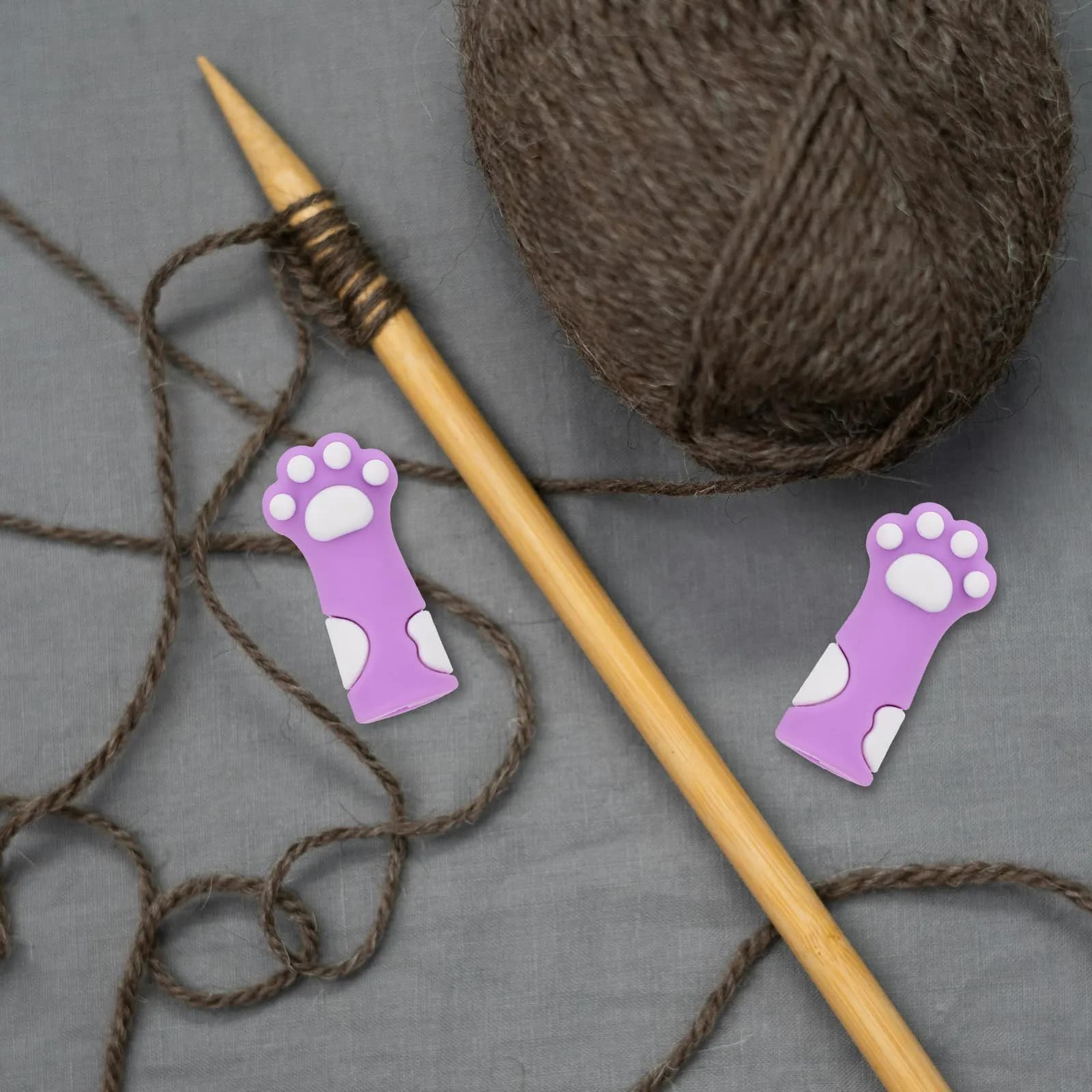 10 Pezzi Simpatici Tappi in Silicone a Forma di Zampa di Gatto per Ferri da Maglia, Protezione per Punti, Riutilizzabili, con Impugnatura Morbida, Versatili per Lavori a Maglia