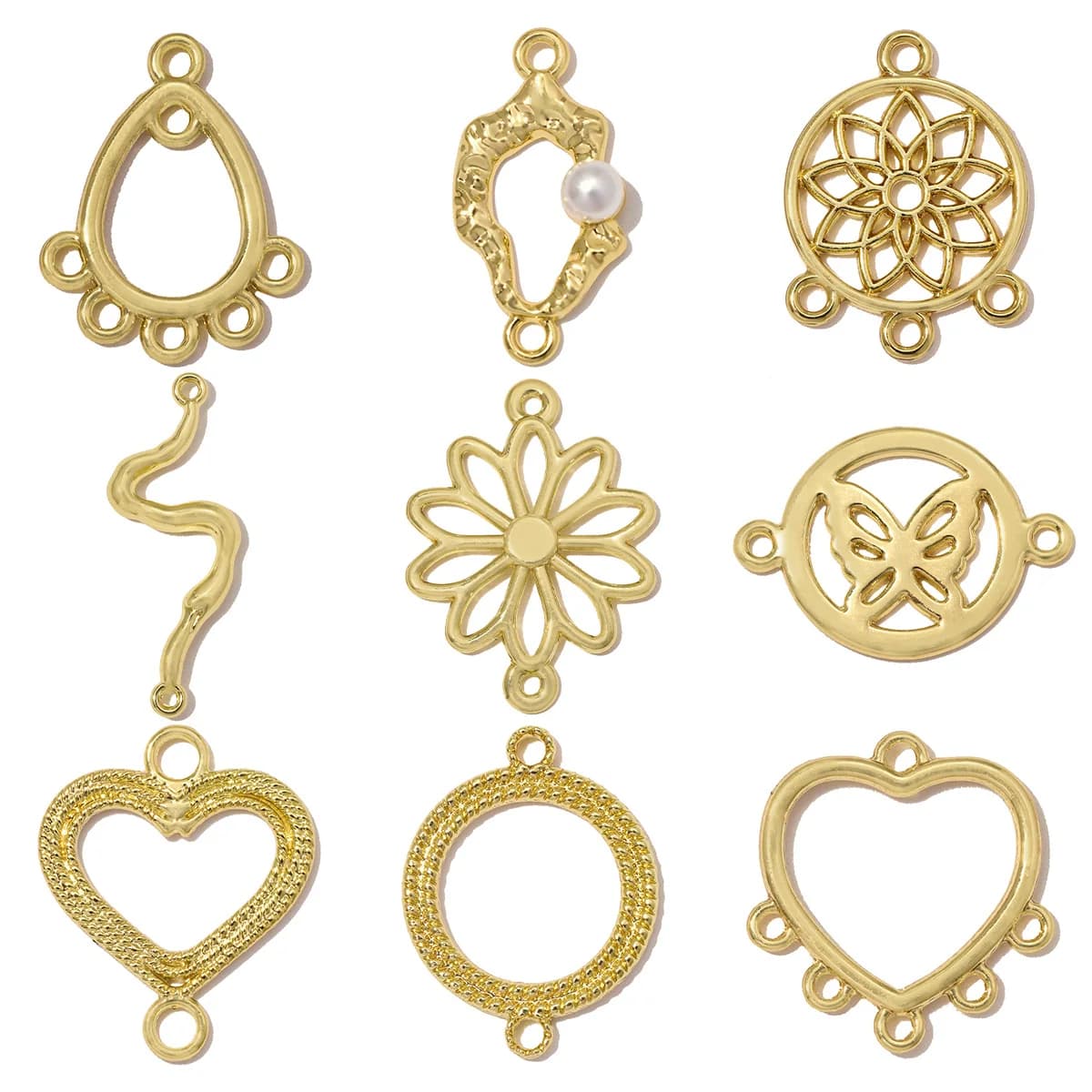 10pcs/lot High Polished Dream Catcher DIY Connector Charm Women Rose Heart Butterfly Pendant Earring Bracelet Making Jewelry
