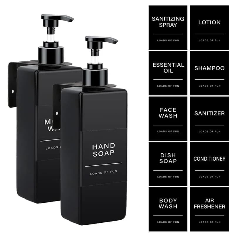 Bottiglia di sapone quadrata per shampoo balsamo vuoto ricaricabile da 500 ml con etichetta e contenitore per dispenser di sapone per forniture da bagno