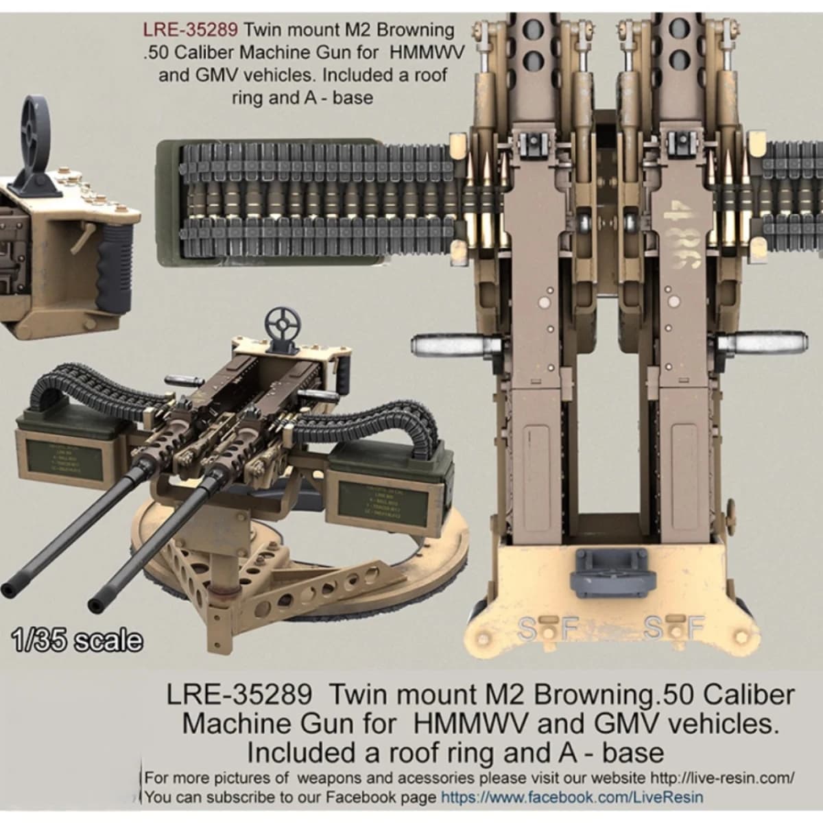Kit modello non verniciato in resina 1/35, tema militare, mitragliatrice doppia M2 Browning.50 calibro smontato e non verniciato GK