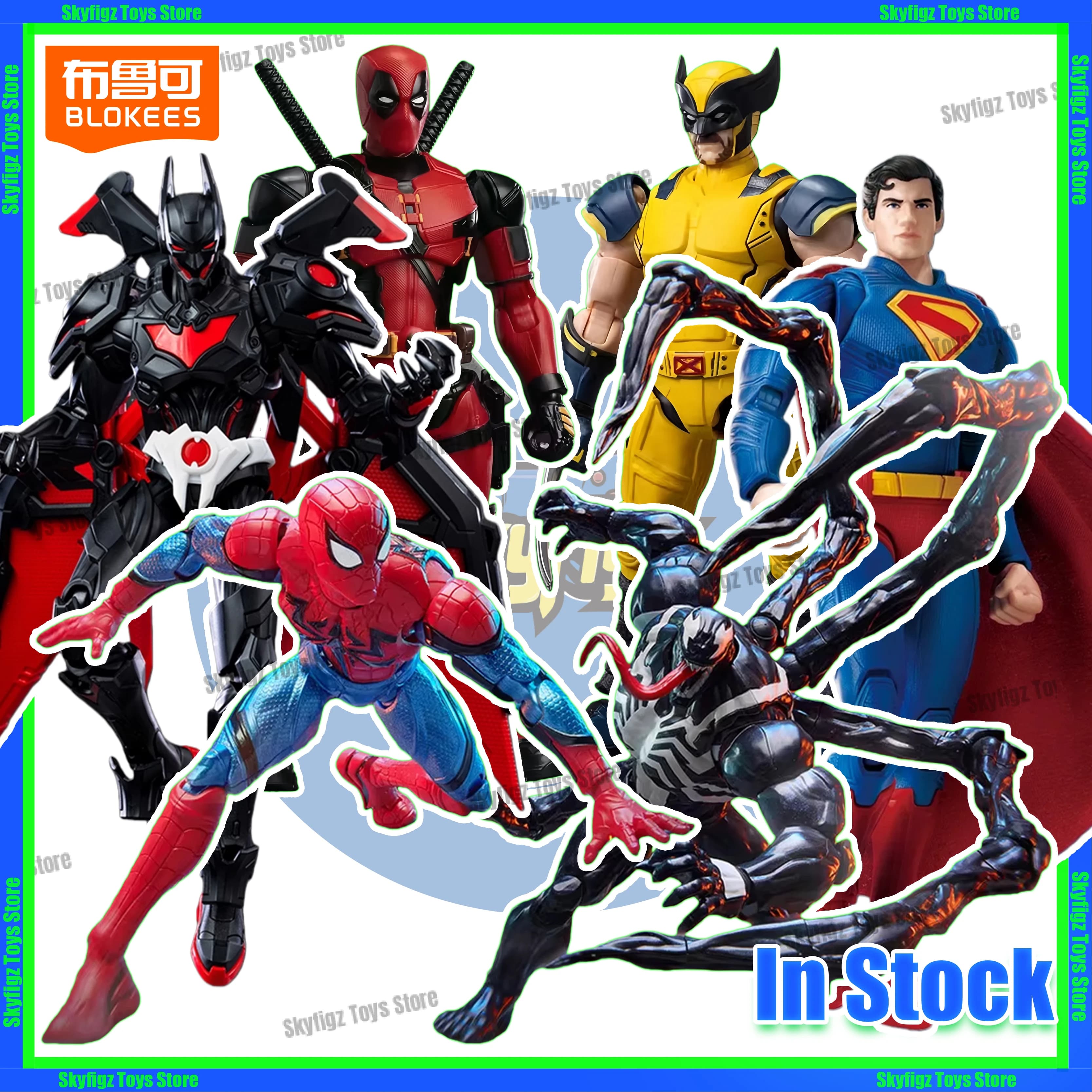 Disponibile Blokees Marvel Deadpool Wolverine Superman Batman Spider-Man Venom Action Figure Modello Mano Figure Collection Regalo