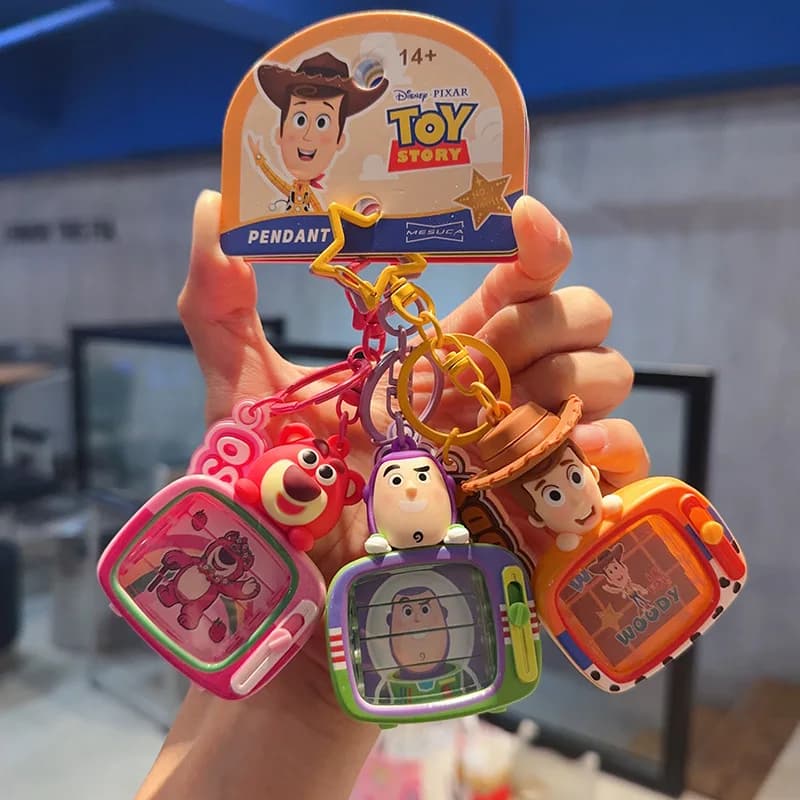 Cartoon Anime Toy Story Buzz Lightyear Flip Page TV Toy Keychain Backpack Small Pendant