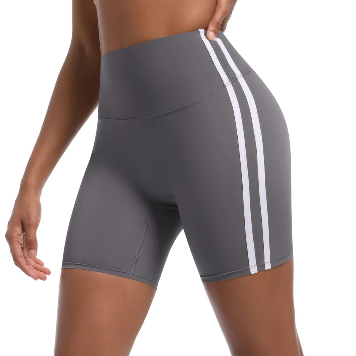 Nuovi pantaloncini fitness da yoga Corsa da ciclismo Leggings da yoga Asciugatura rapida Glutei color pesca Pantaloncini da yoga da palestra sportivi a righe tinta unita
