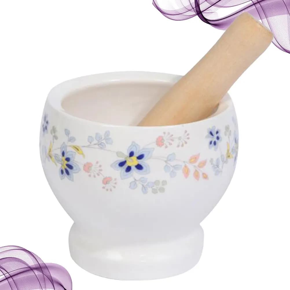 Set di Mortaio e Pestello in Ceramica per Schiacciare l'Aglio, Macina Spezie per Cucina e Farmacia, Utensile da Cucina Sano, Non Corrosivo e Facile da Pulire