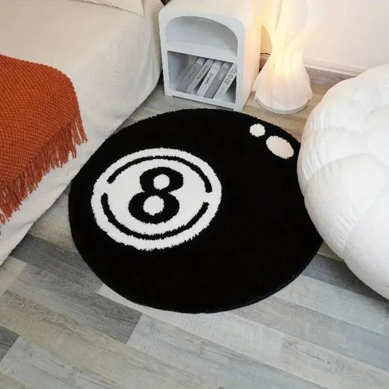 VIKAMA 8-ball black round carpet, non-slip carpet, living room sofa cushion, soft carpet for bedroom, home decoration