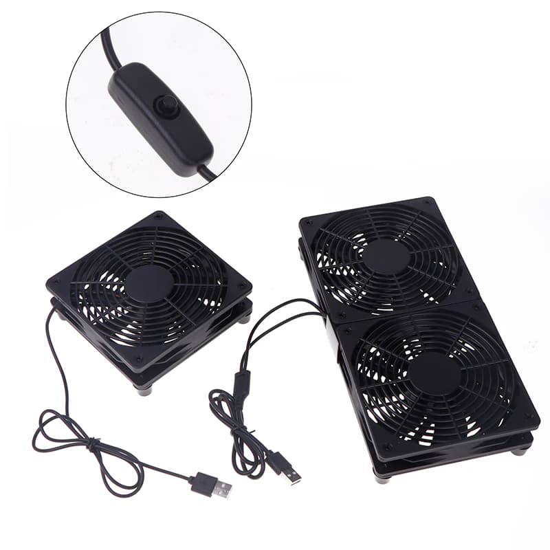 1 Set Ventola di raffreddamento ad alto flusso d'aria per ricevitore modem router 120mm DC12V Ventole per router PC alimentate tramite USB con cavo interruttore