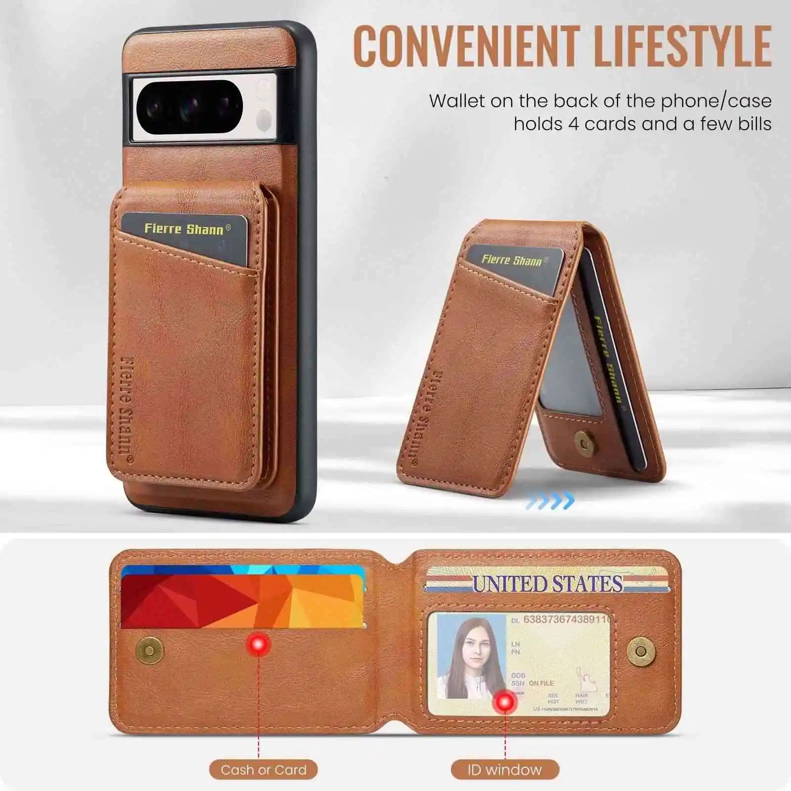 Leather Wallet Case with Phone Support for Google Pixel 7 7A 8 8A 9 10 Pro XL 9A 10A, Removable Magnetic Cover for Wireless Charging