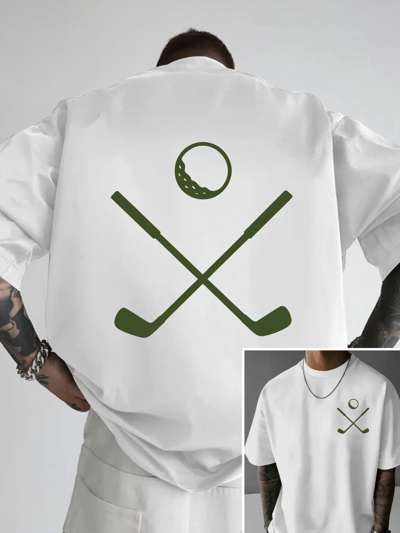 T-shirt da uomo, maglietta a maniche corte stampata su entrambi i lati per il golf, un articolo di tendenza indispensabile per gli sport all'aria aperta casual
