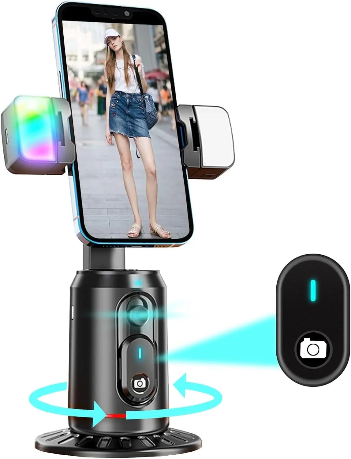 Tripod with Automatic 360 ° Face Tracking Support for Phone with Automatic Rotating Tracking, Intelligent Support Rechargeable for Direct Video Recording