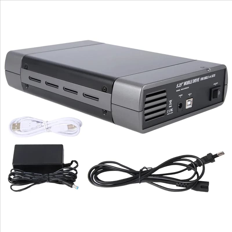 Custodia per unità ottica da 5.25 pollici SATA usb 2.0 da 3.5 pollici HDD esterno CD DVD custodia esterna spina ue