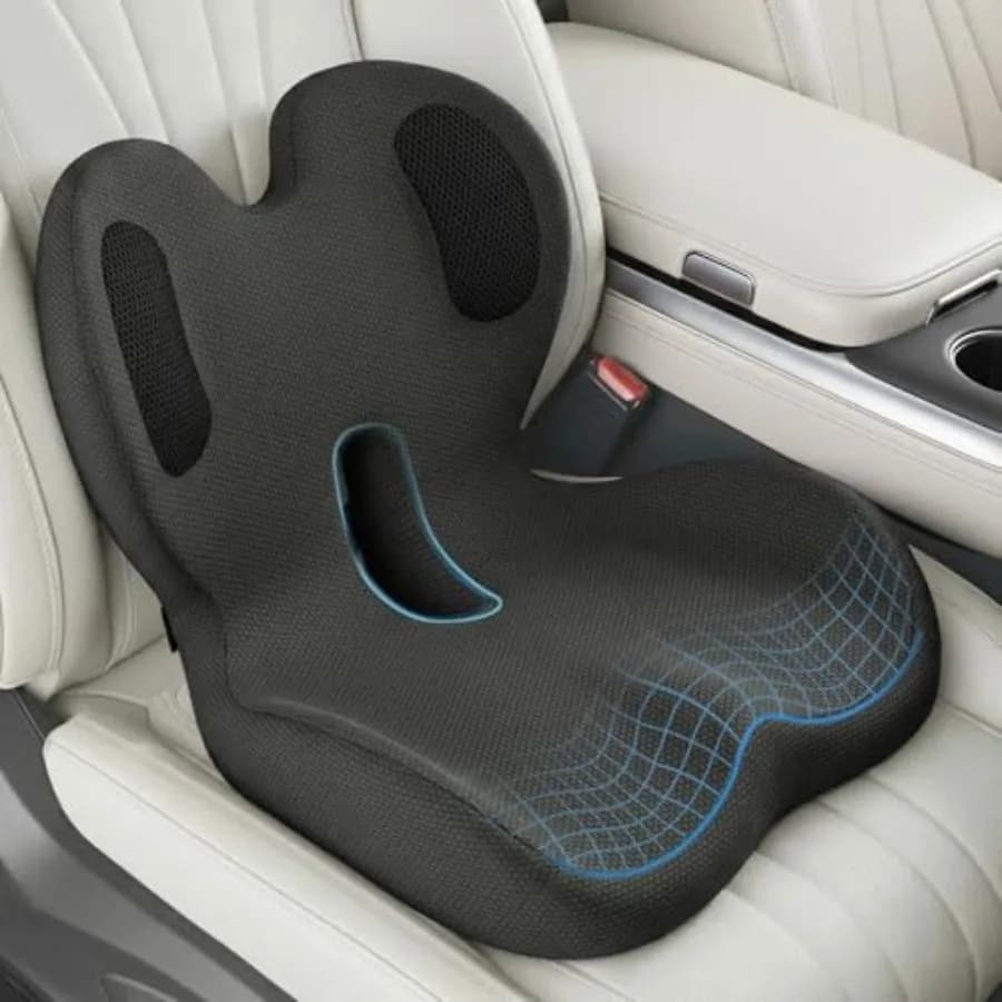 Cuscino per Sedile Camionista con Supporto Lombare, Cuscino Ergonomico a L in Memory Foam Ortopedico per Lunghi Viaggi