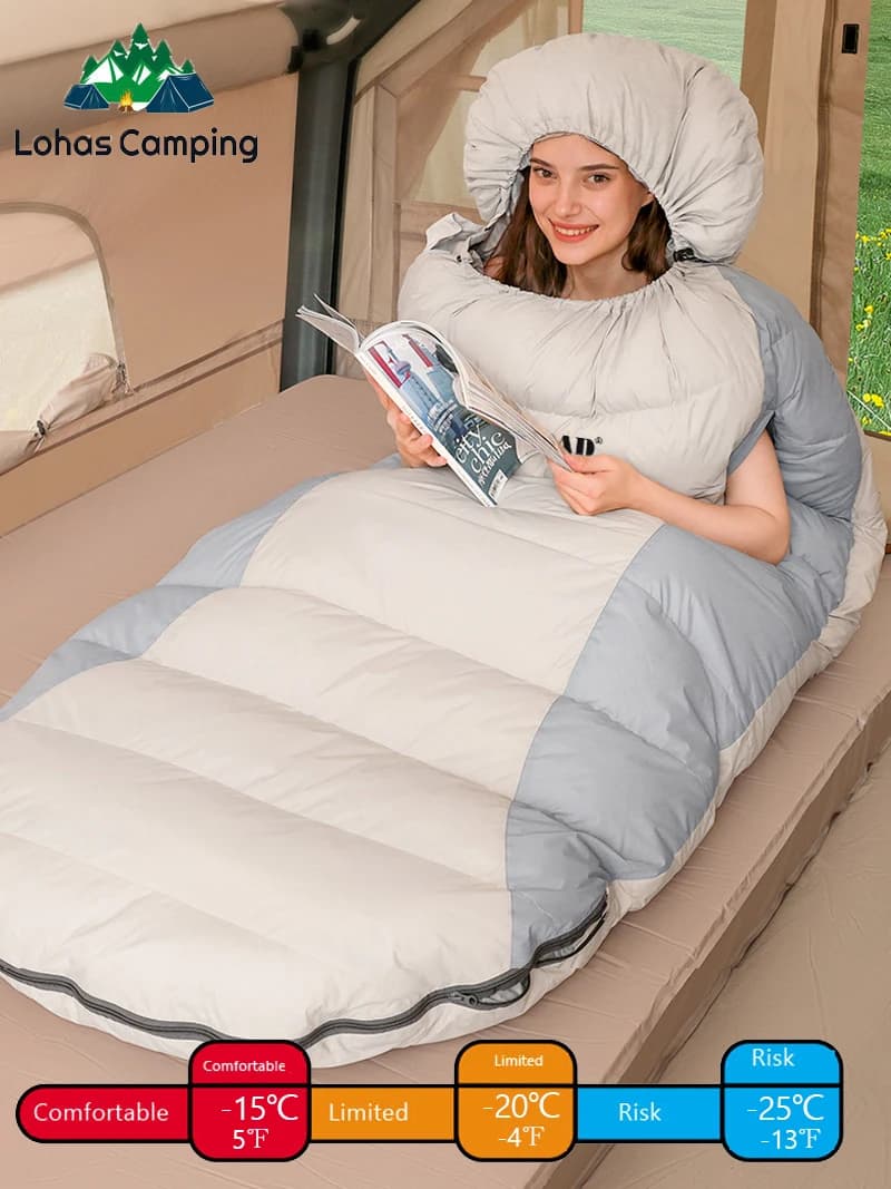 Lohascamping Sleeping bag in extendable feathers Washable in washing machine Ultralight sleeping bag for 3 seasons Camping sleeping bag for trips home