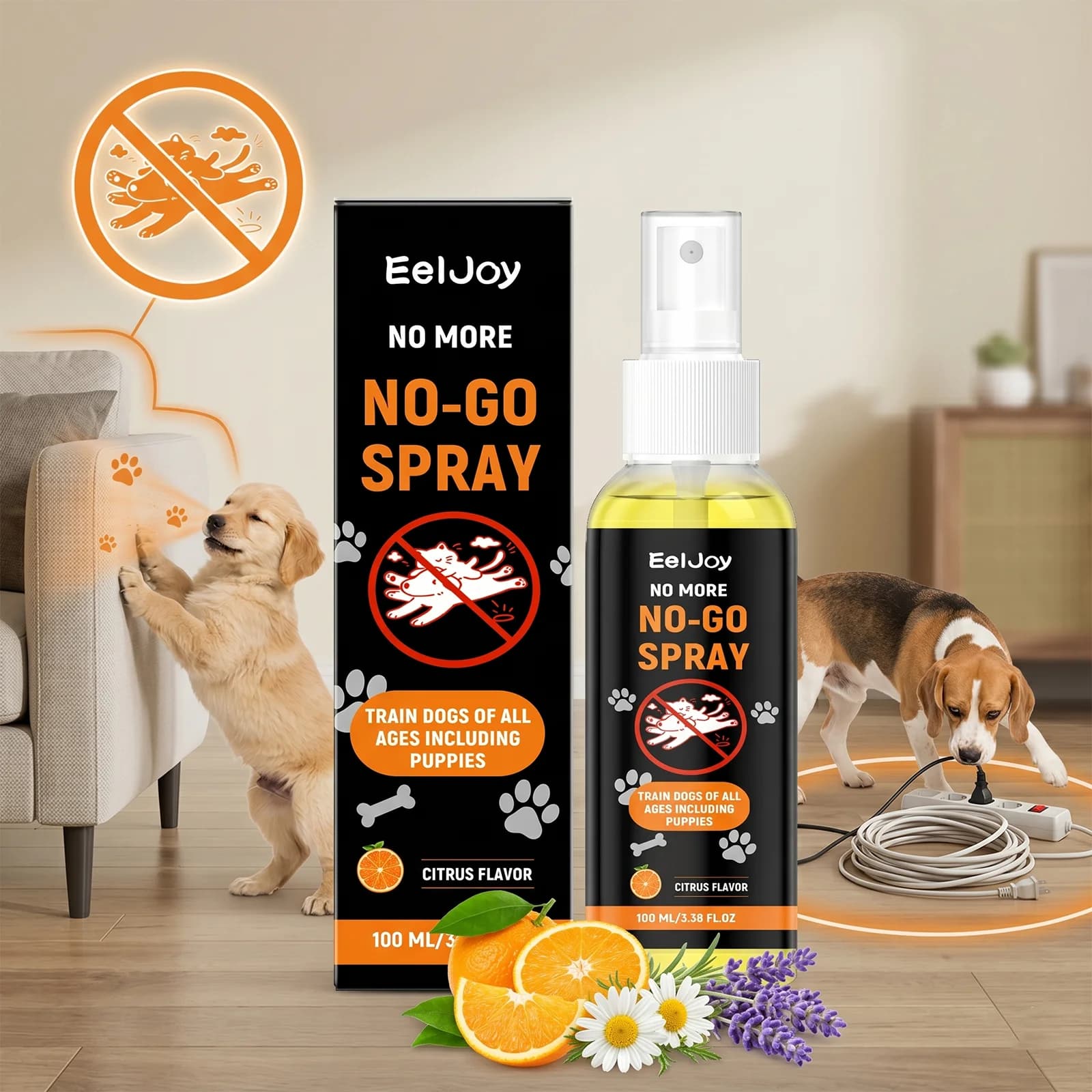 Spray per Addestramento Cani Anti-Masticazione, Protezione Mobili, Spray Dissuasore per Animali Domestici, Estratto di Agrumi, Formula Delicata, Sicuro per l'Addestramento Quotidiano