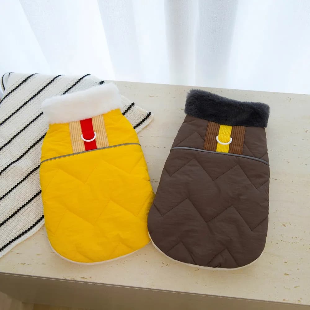 Fur Collar Winter Pet Dog Jacket Warm Vest Clothing for Small Medium Chihuahua French Bulldog Outdoor Dog Apparel