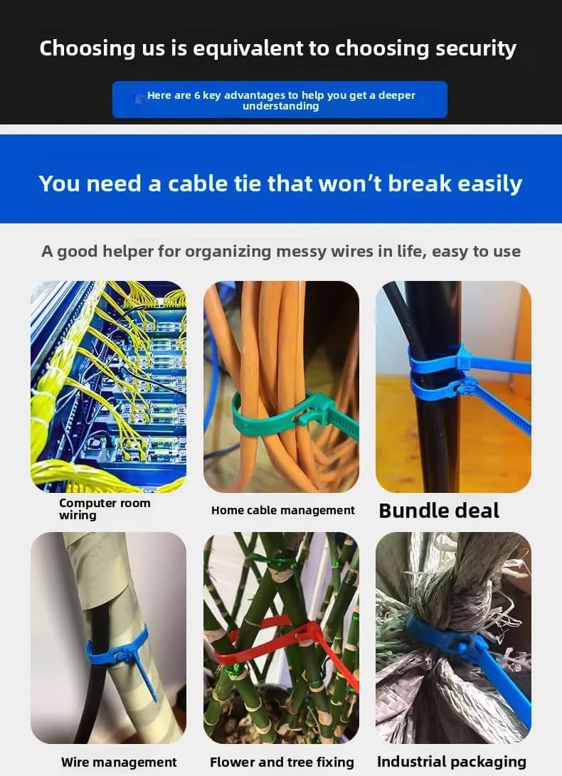 Live buckle cable tie Live ring buckle Reusable loose detachable buckle binding belt Removable cable tie