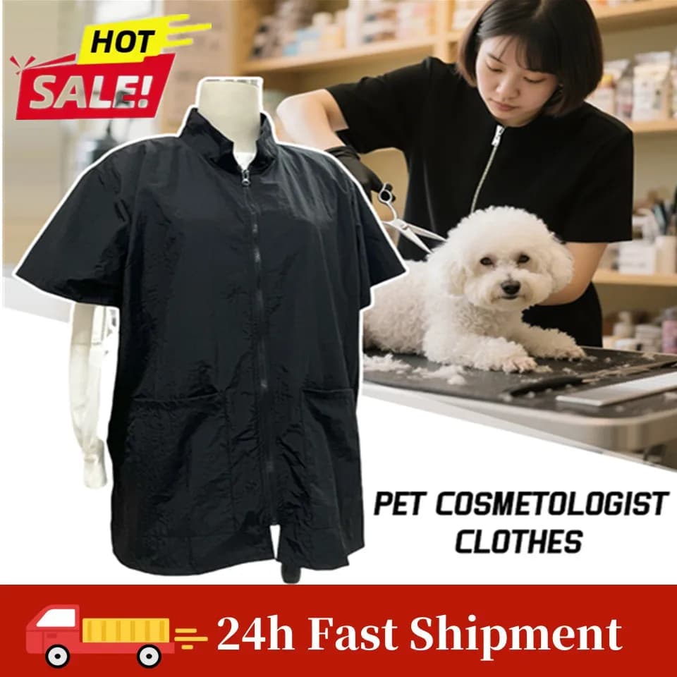 Impermeabile e traspirante Gatto Cane Toelettatura Pulizia Abiti da lavoro Pet Groomer Tuta Grembiule antistatico Negozio Uniforme Nuovo M/L/XL
