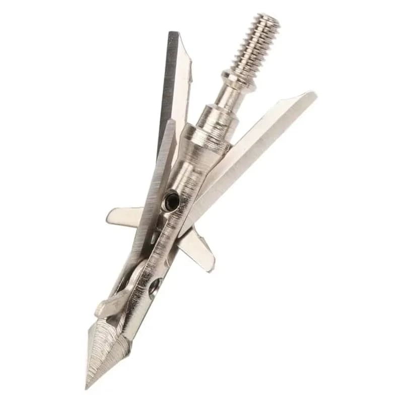 Archery Broadhead 100 Grain, 6-Pack Mechanical 4-Blade Hunting Arrow Head 1.77" Cutting Diameter